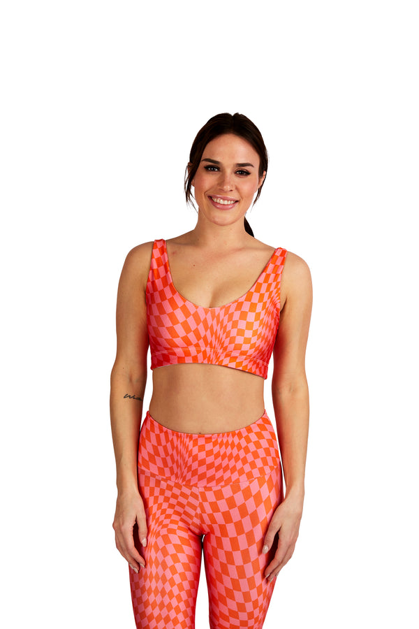 Wavy Pink Checkers U-Bra