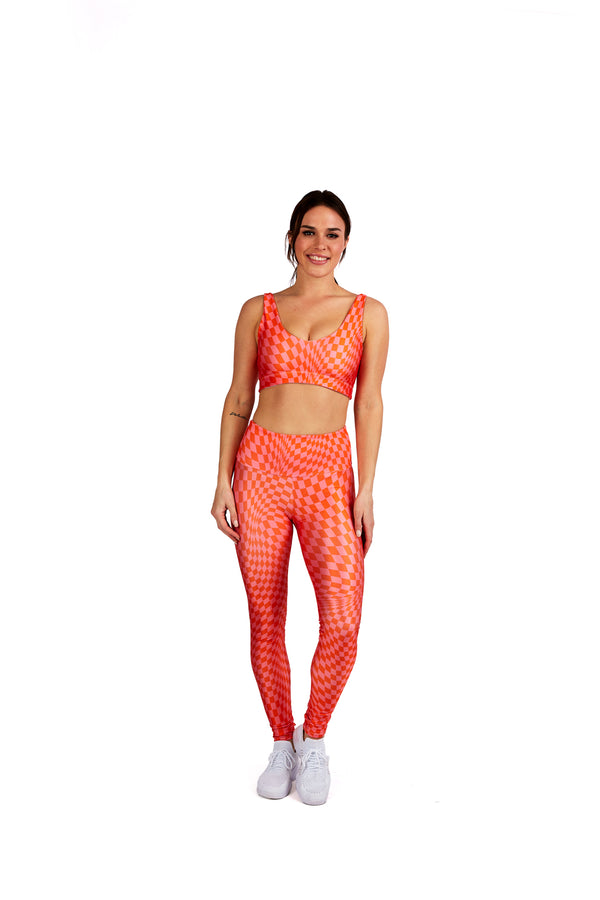 Wavy Pink Checkers Legging