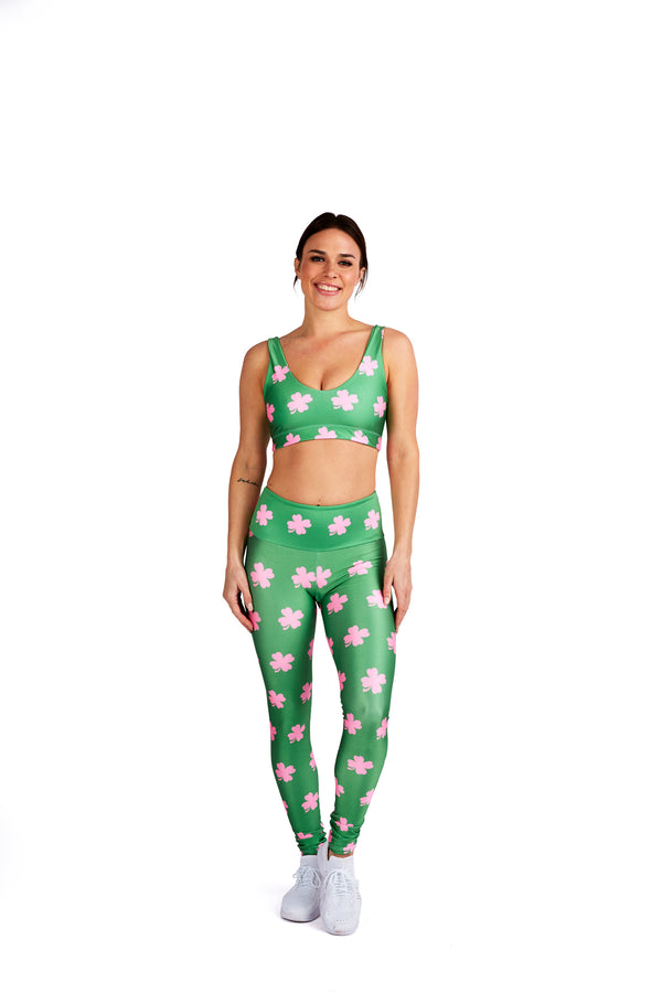 Neon Green & Pink Shamrocks Legging