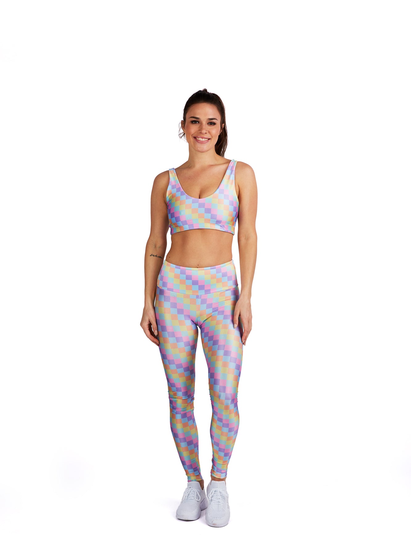 Pastel Rainbow Checkers Legging - Goldsheep Clothing