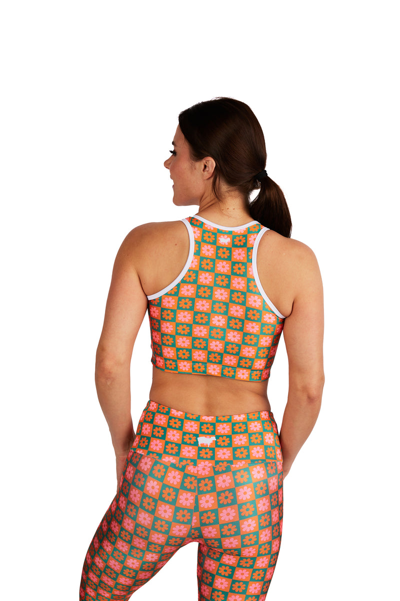 Retro Checker Bloom Crop Top