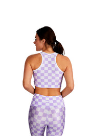 Lavender Checkers Crop Top - Goldsheep Clothing