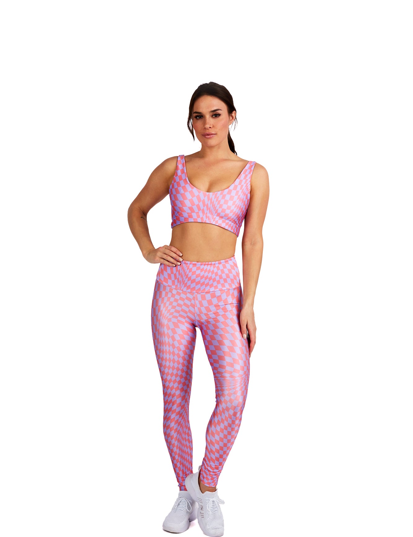 Wavy Lavender Checkers Legging - Goldsheep Clothing
