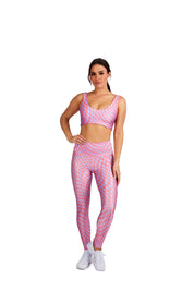 Wavy Lavender Checkers Legging - Goldsheep Clothing