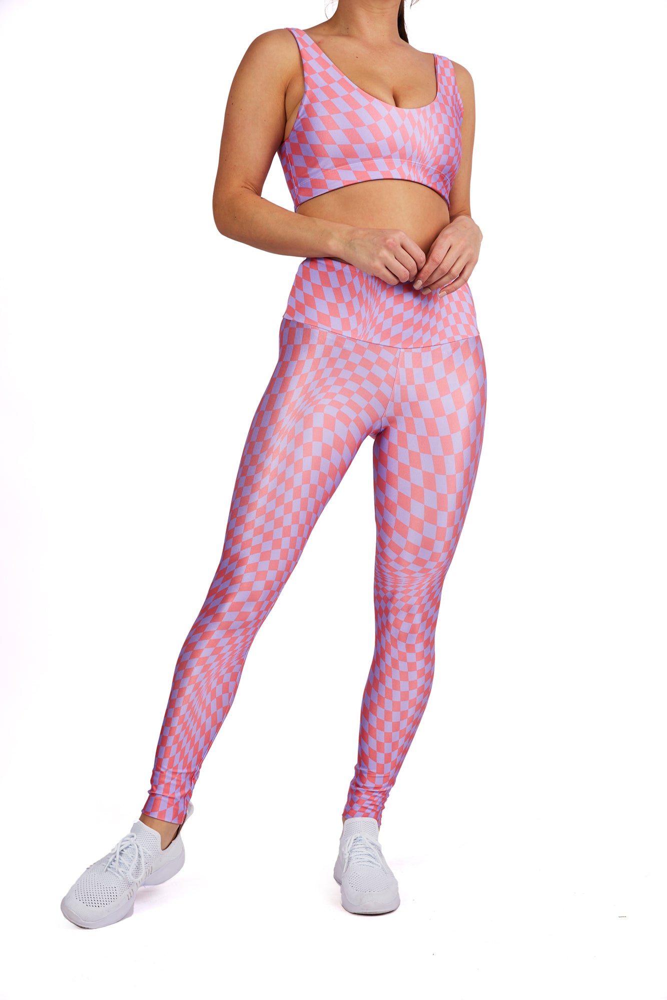 Wavy Lavender Checkers Legging - Goldsheep Clothing