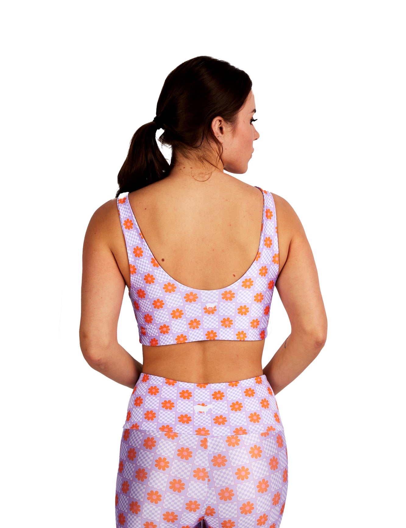 Lavender Floral Wavy Checkers U-Bra - Goldsheep Clothing