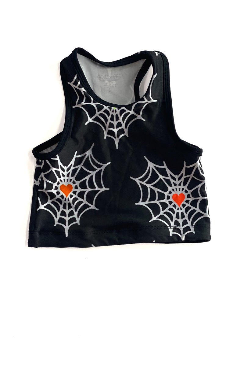 Rainbow Hearts Web Kids Crop Top