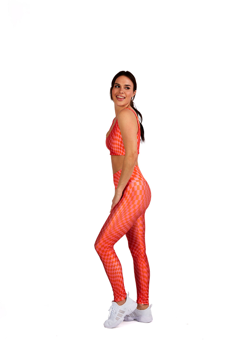 Wavy Pink Checkers Legging