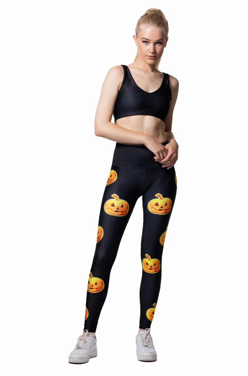 Neon Orange Jack-O-Lantern Legging