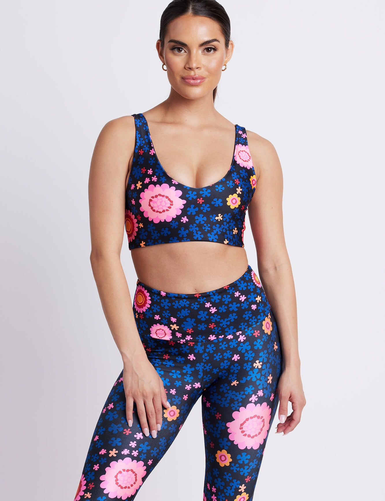 Navy retro floral U bra - Goldsheep Clothing