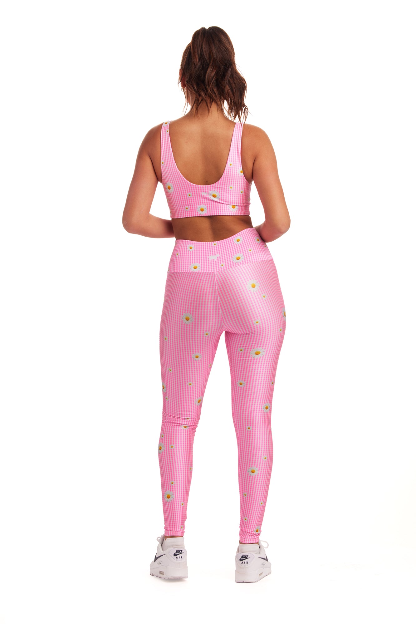 Neon Pink Flower Gingham Legging - Goldsheep Clothing