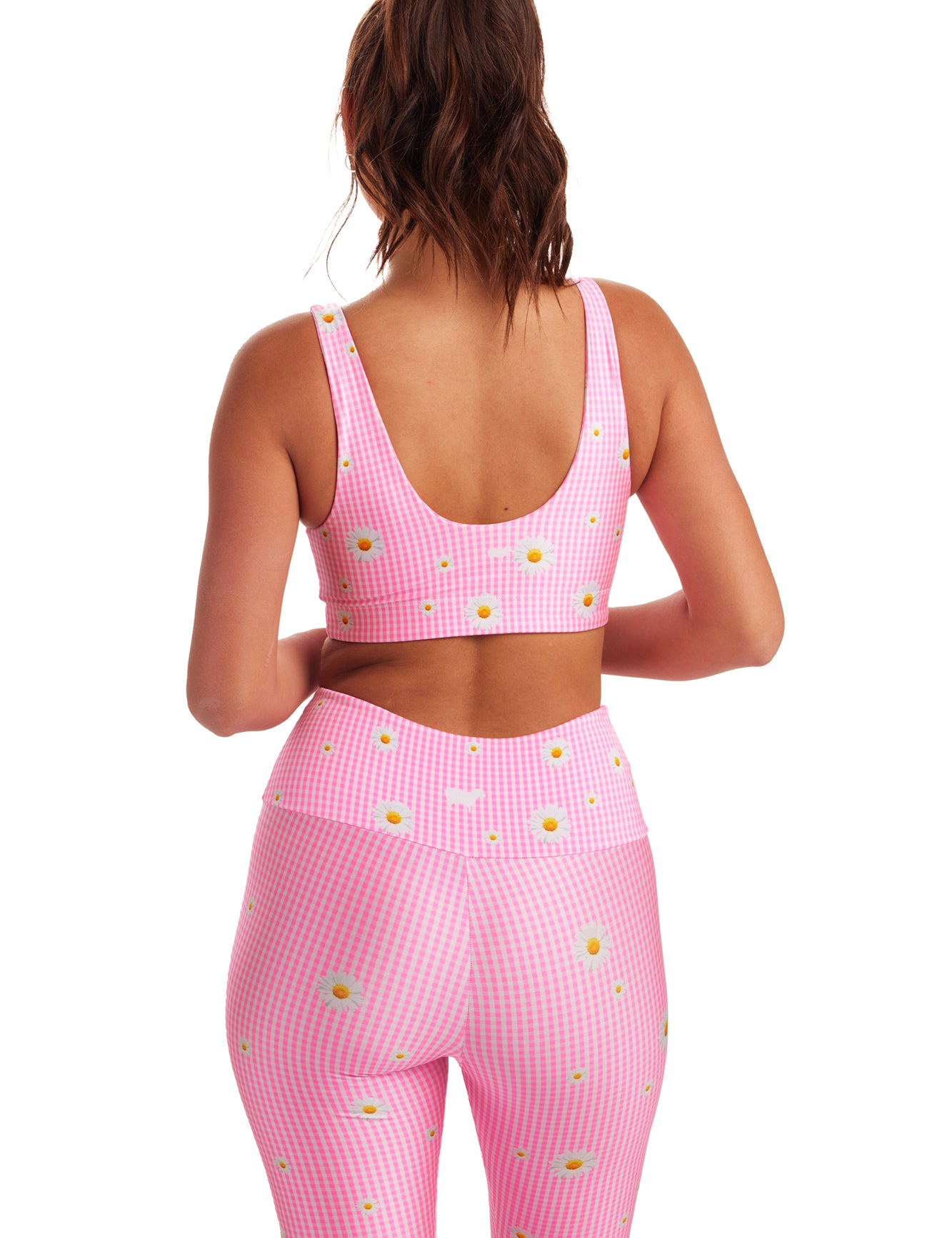 Neon Pink Flower Gingham U-Bra - Goldsheep Clothing