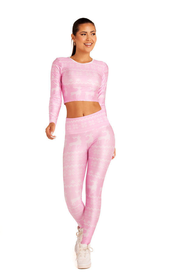 Pastel Pink Reindeer Knit Long Sleeve
