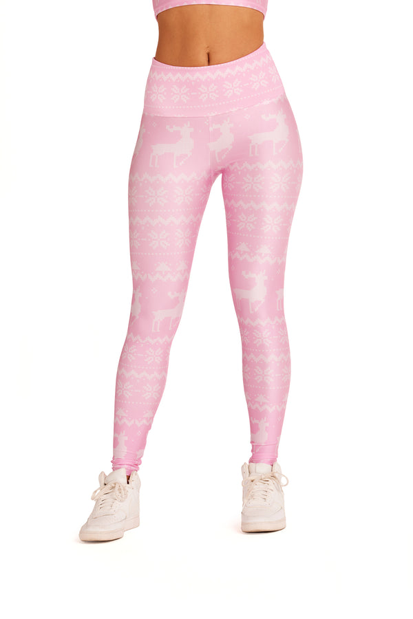 Pastel Pink Reindeer Knit Legging