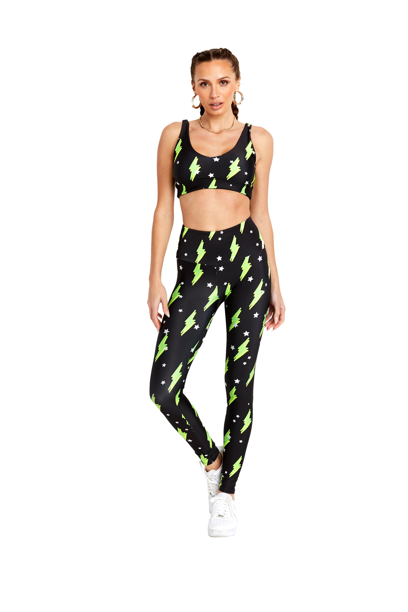 Neon Green Bolts Legging - Goldsheep Clothing