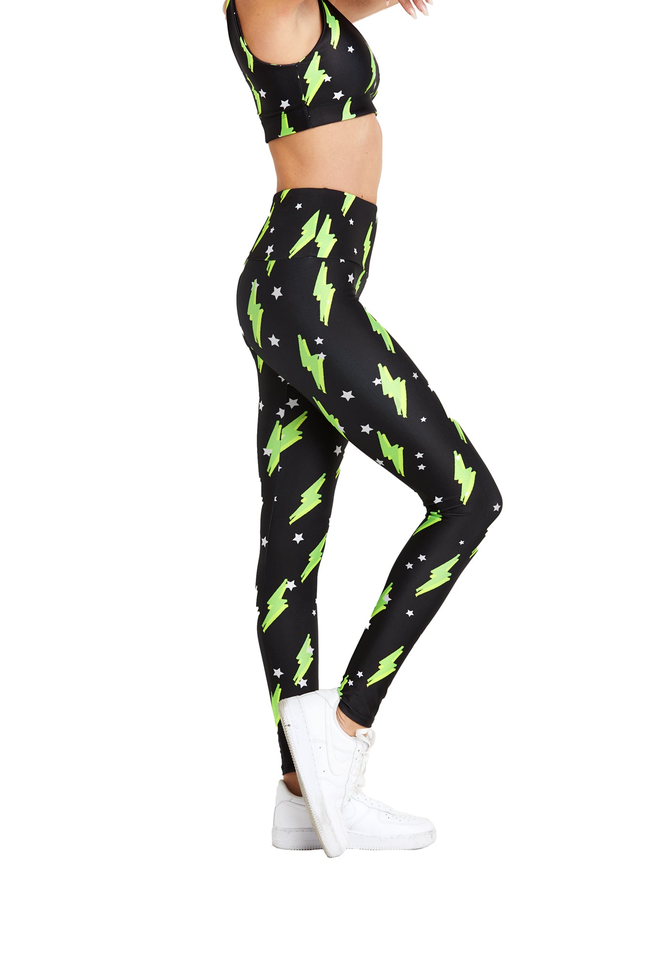 Neon Green Bolts Legging - Goldsheep Clothing