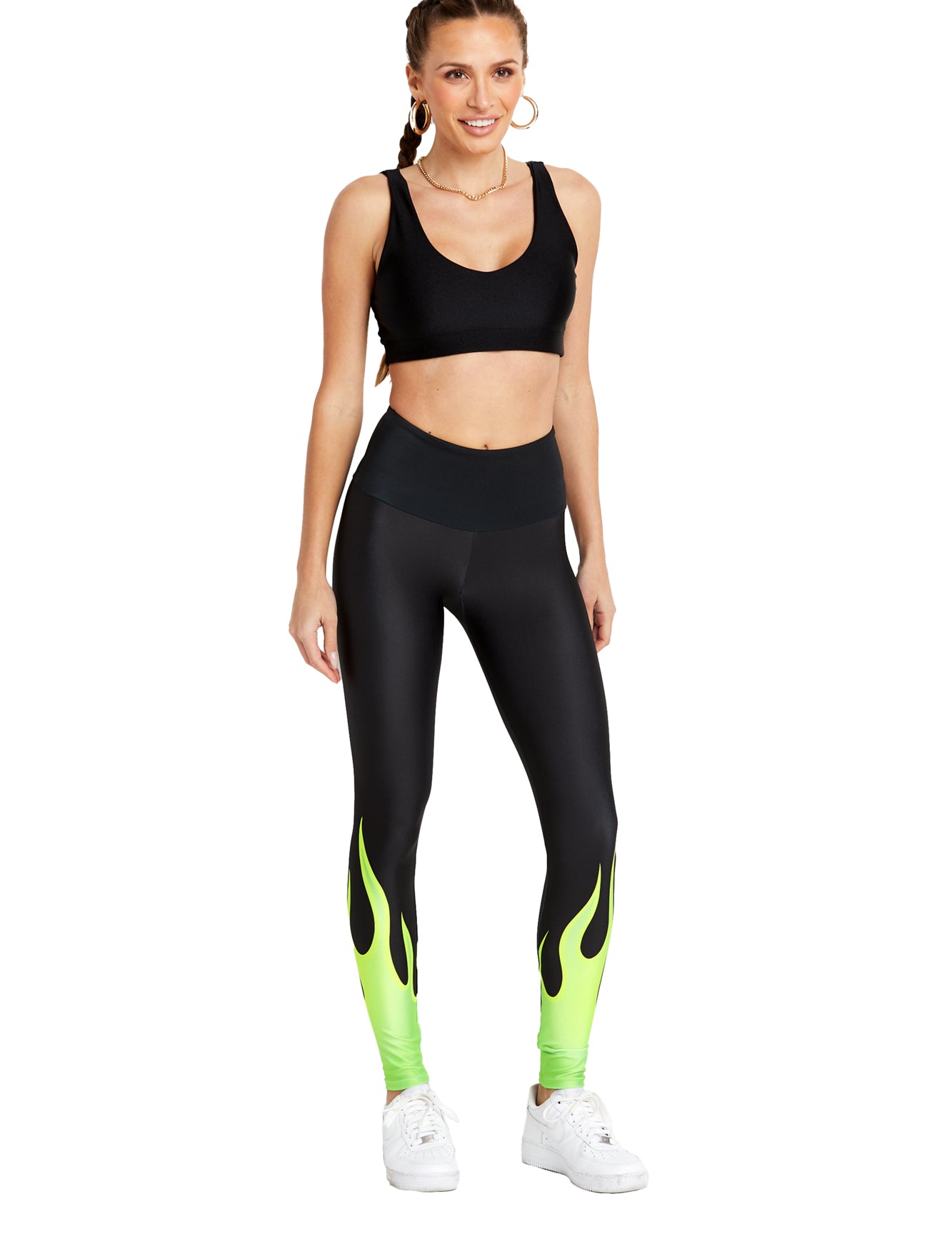 Neon Green Flames Legging - Goldsheep Clothing