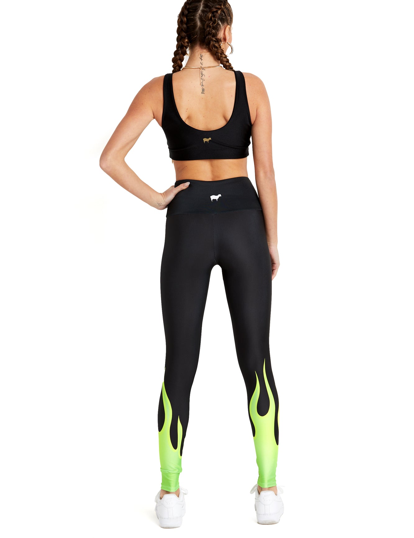 Neon Green Flames Legging - Goldsheep Clothing