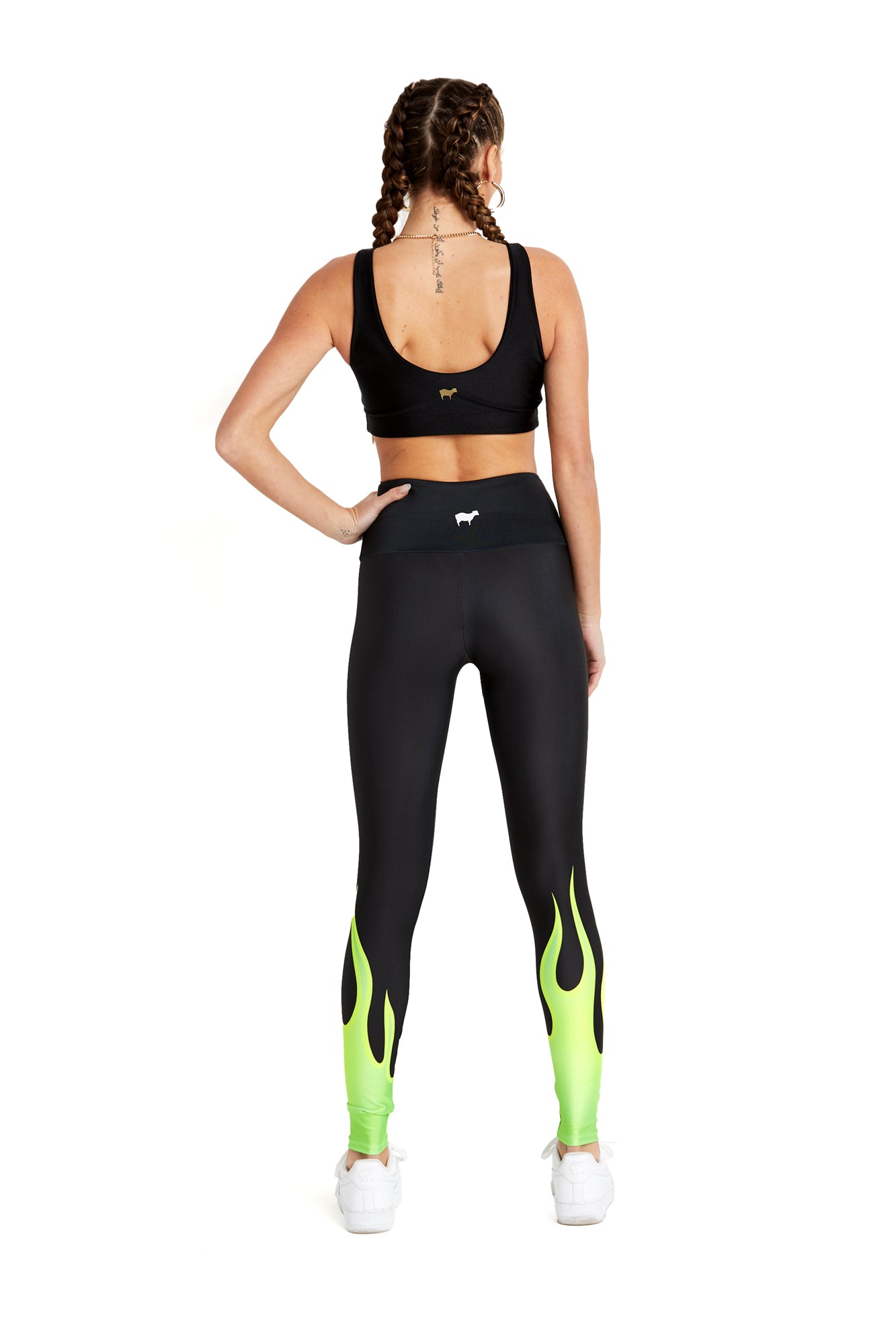 Neon Green Flames Legging - Goldsheep Clothing