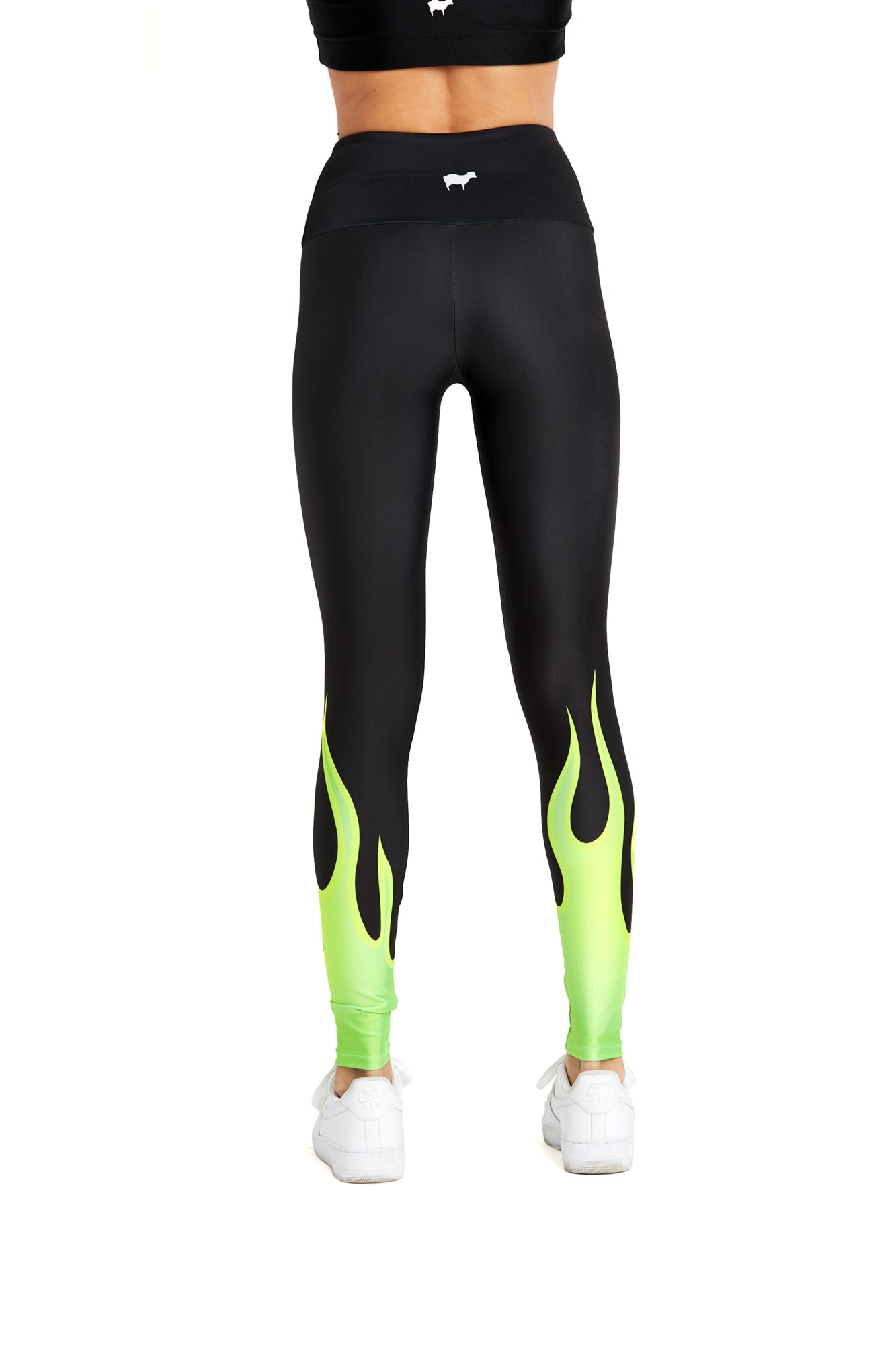 Neon Green Flames Legging - Goldsheep Clothing