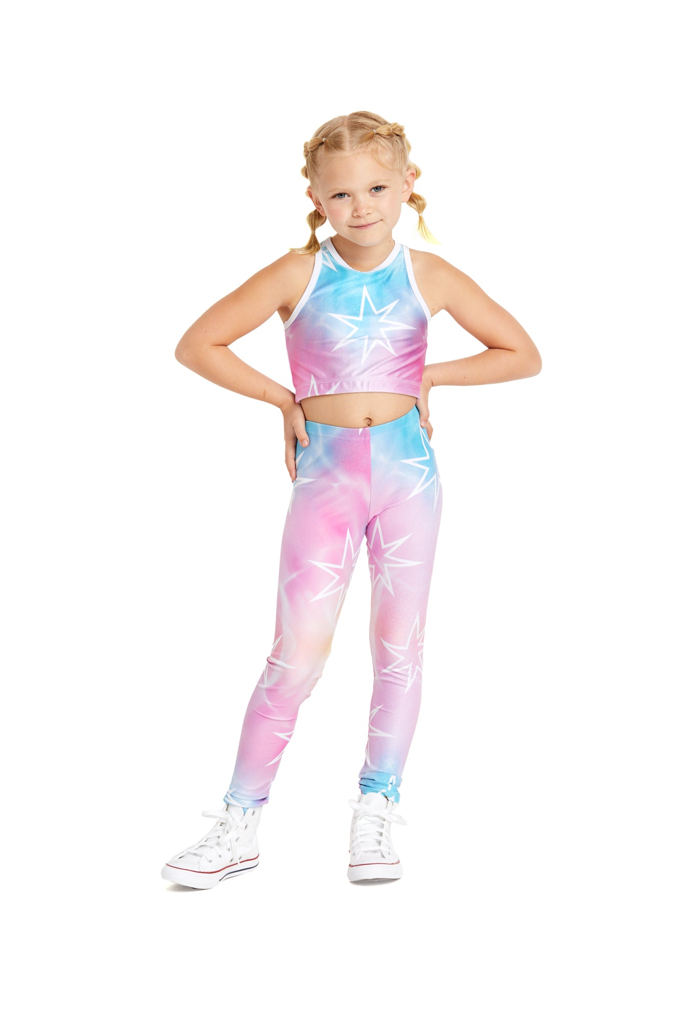 Pastel Tie-Dye Stars Kids Legging - Goldsheep Clothing