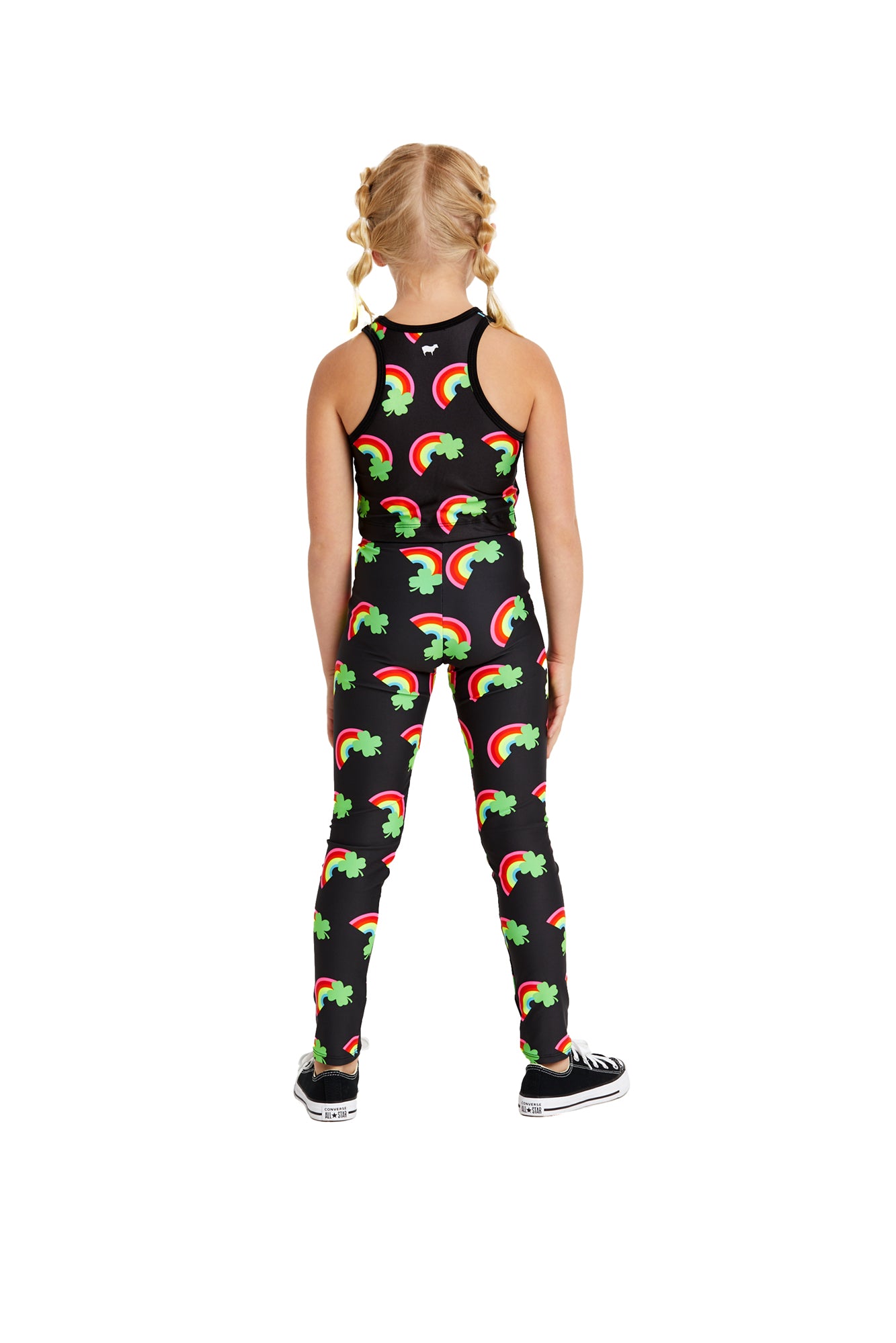 Neon Rainbow Clover Kids Crop Top - Goldsheep Clothing