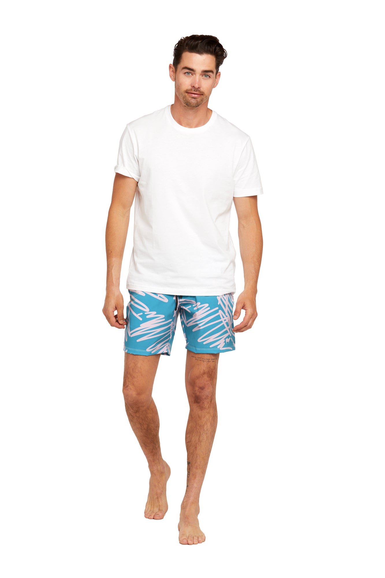 Blue Scribble Men's Boardshorts - Goldsheep Clothing