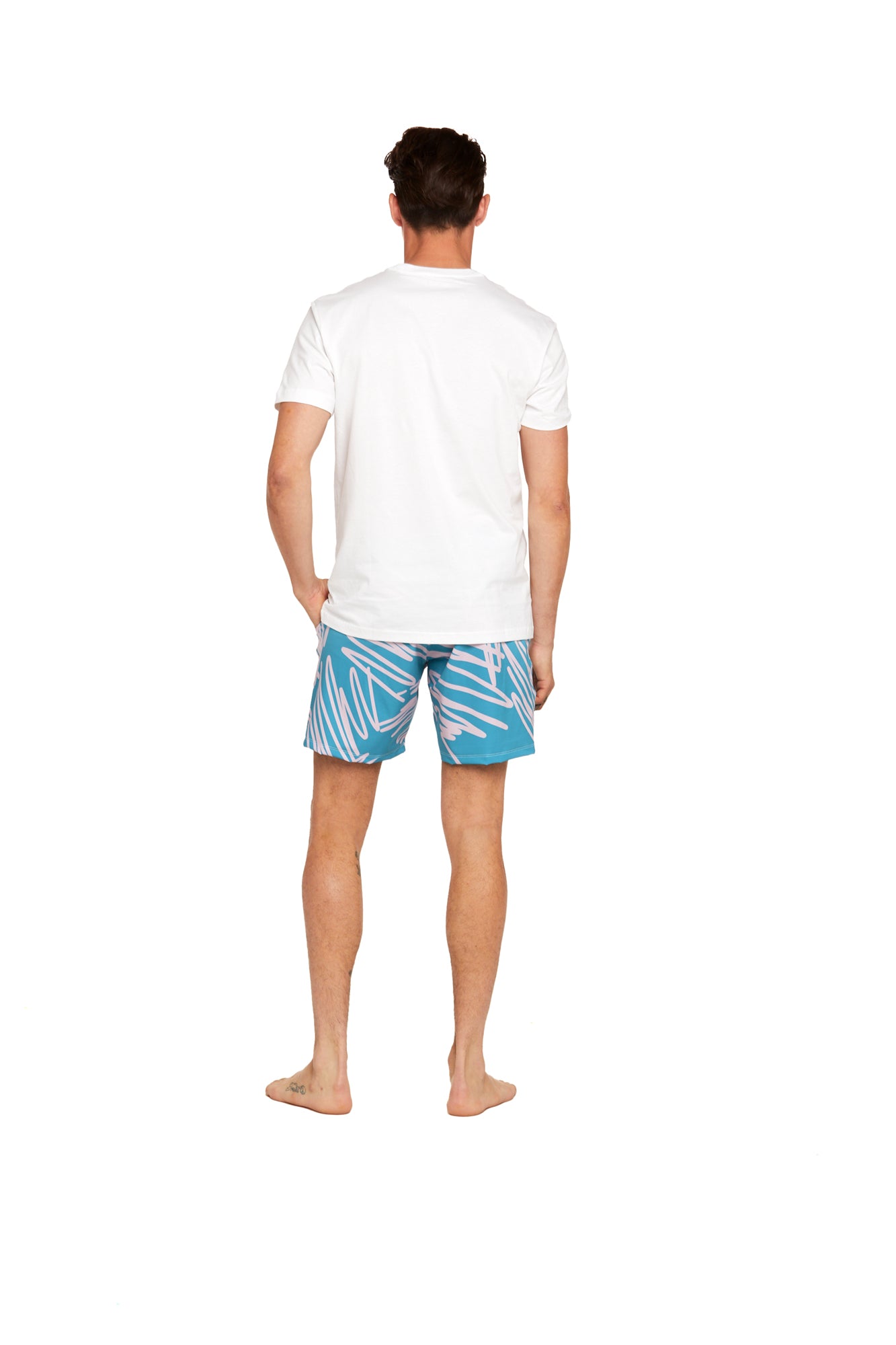 Blue Scribble Men's Boardshorts - Goldsheep Clothing