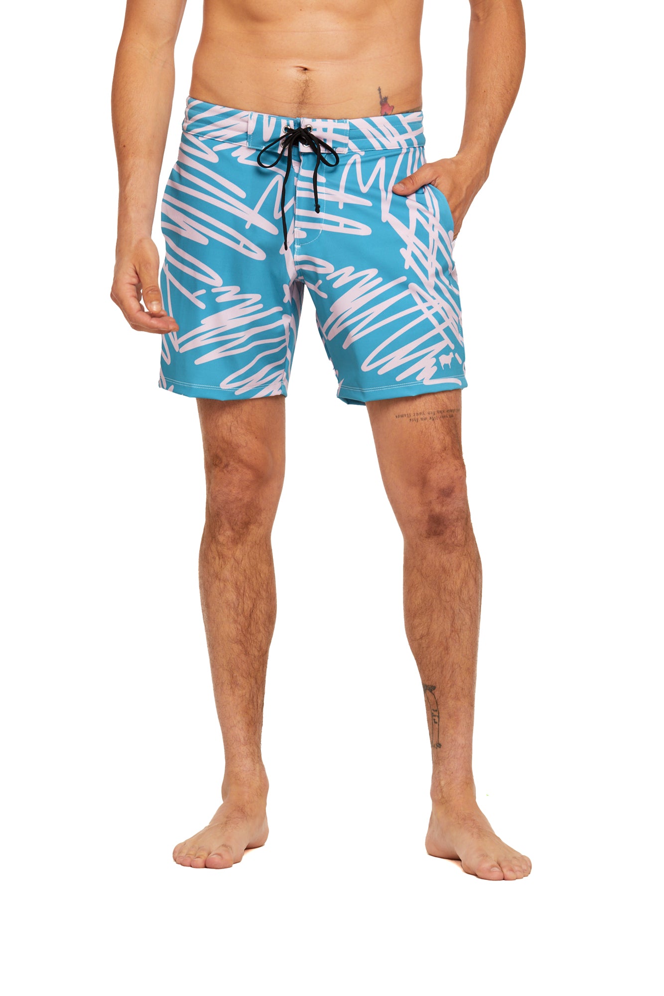 Blue Scribble Men's Boardshorts - Goldsheep Clothing