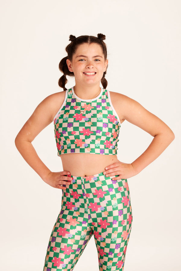 Groovy Checkers Kids Crop Top