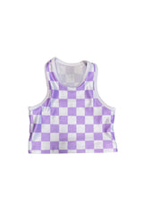Lavender Checkers Kids Crop Top