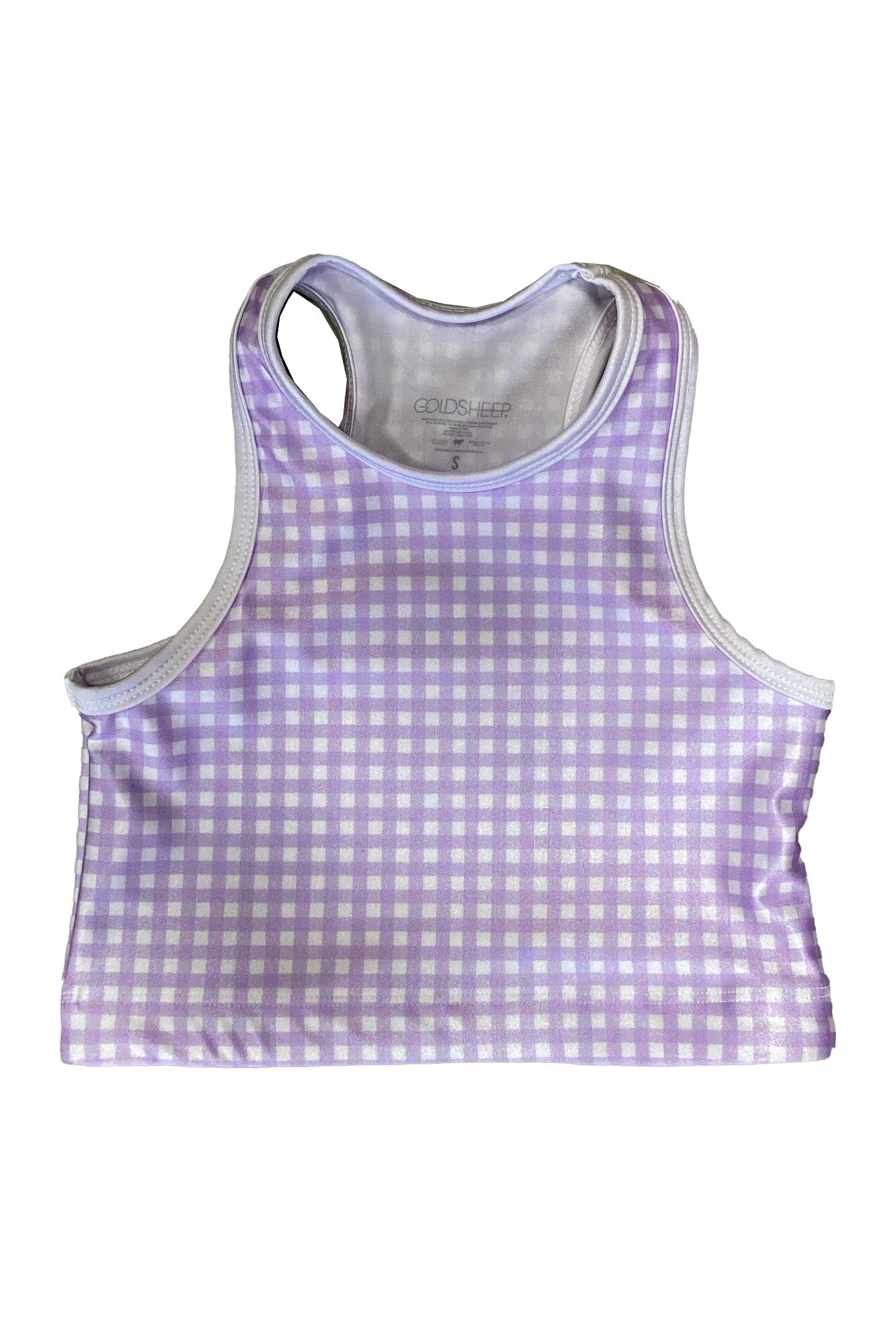 Mini Lavender Gingham Kids Crop Top - Goldsheep Clothing