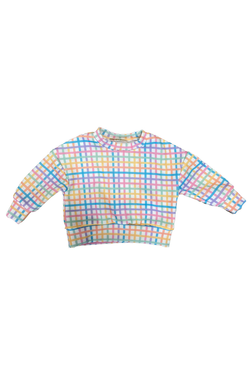 Pastel Rainbow Gingham Kids Crewneck