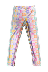 Pastel Rainbow Checker Board Kids Legging
